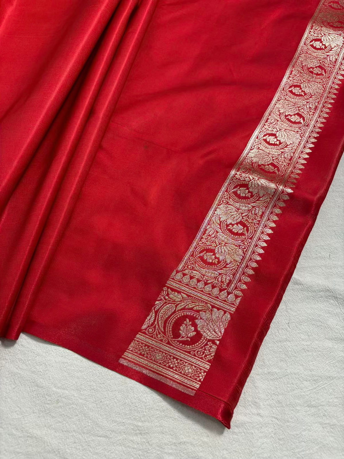 Red Satin Silk Motif Banarasi Saree