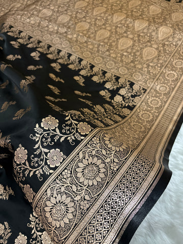 Black Beauty Satin Silk Banarasi Saree