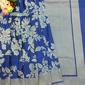 Blue Ganga Jamuna Pure Silk Banarasi Saree - Zohra Silk