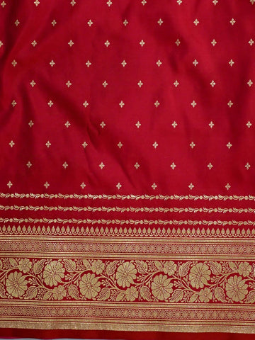 Red Golden Zari Work Namo Satin Silk Banarasi Saare - Zohra Silk