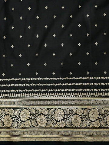 Black Golden Zari Work Namo Satin Silk Banarasi Saare - Zohra Silk