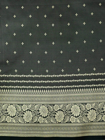 Grey Light Golden Zari Work Namo Satin Silk Banarasi Saare - Zohra Silk