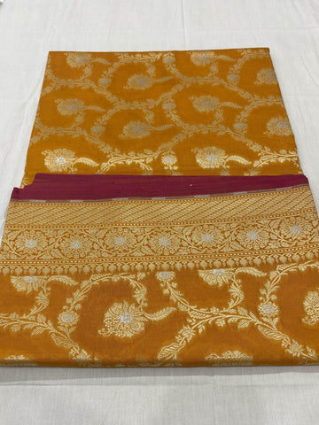 Golden Brown With Golden Zari Jaal Silk Banarasi Saree - Zohra Silk