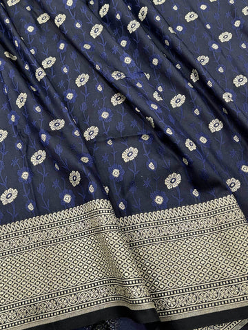 Royal Blue Butique Golden Zari Silk Saree - Zohra Silk