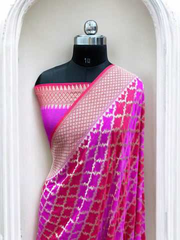 Lovender & Rani Chiffon Pure Silk Banarasi Saree - Zohra Silk