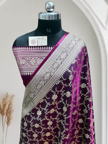 Magenta Jaal Pattern Satin Silk - Zohra Silk