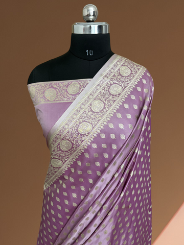 Lavender Kataan Silk Banarasi Saree