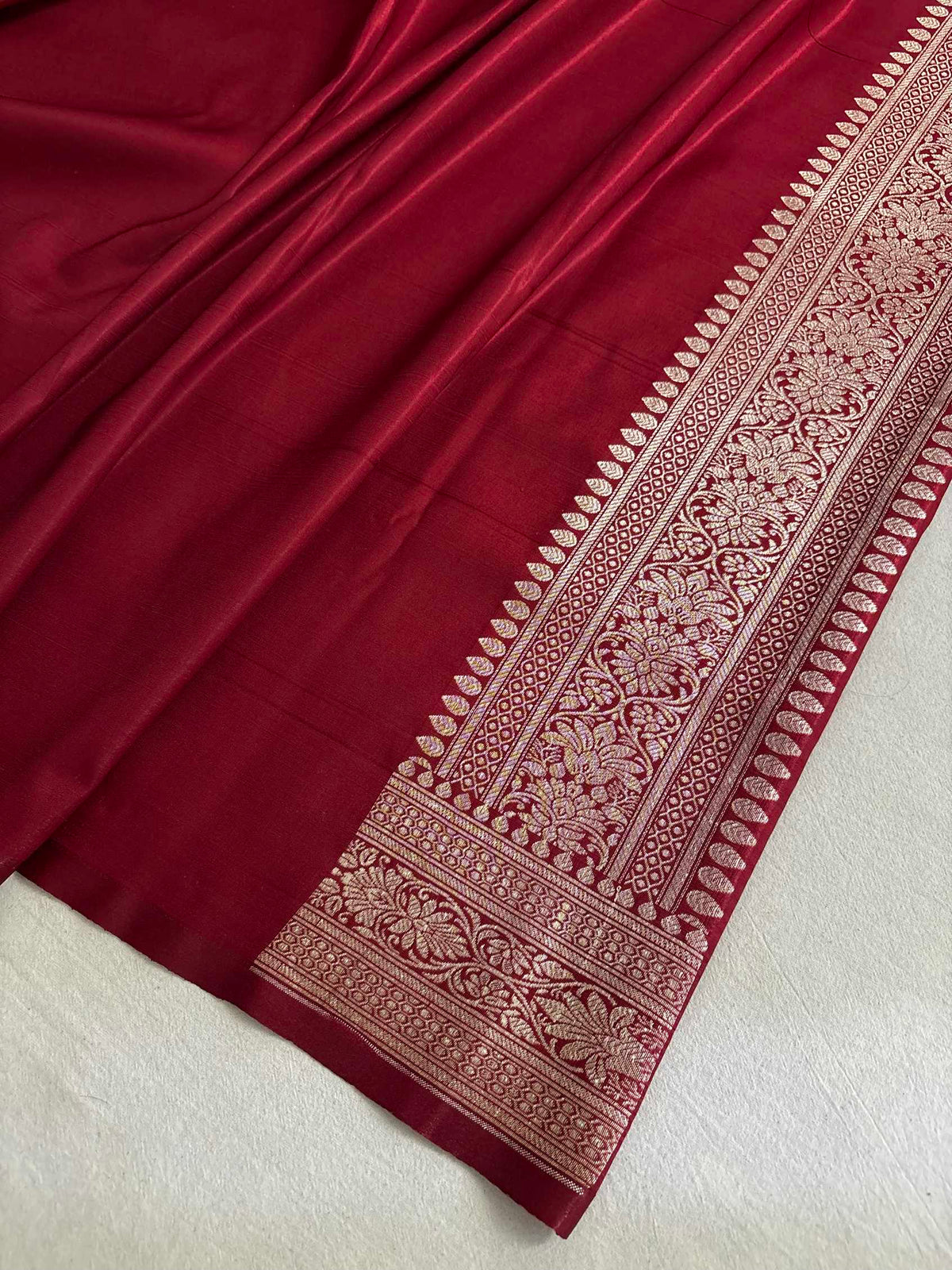 Light Firozi & Maroon Motif Satin Silk Banarasi Saree