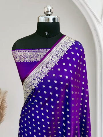 Violet Dual-Tone Banarasi Katan Silk Saree with Water Zari