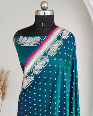 Dhup Cha Soft Kataan Silk Banarasi Saree In Rose Gold Zari