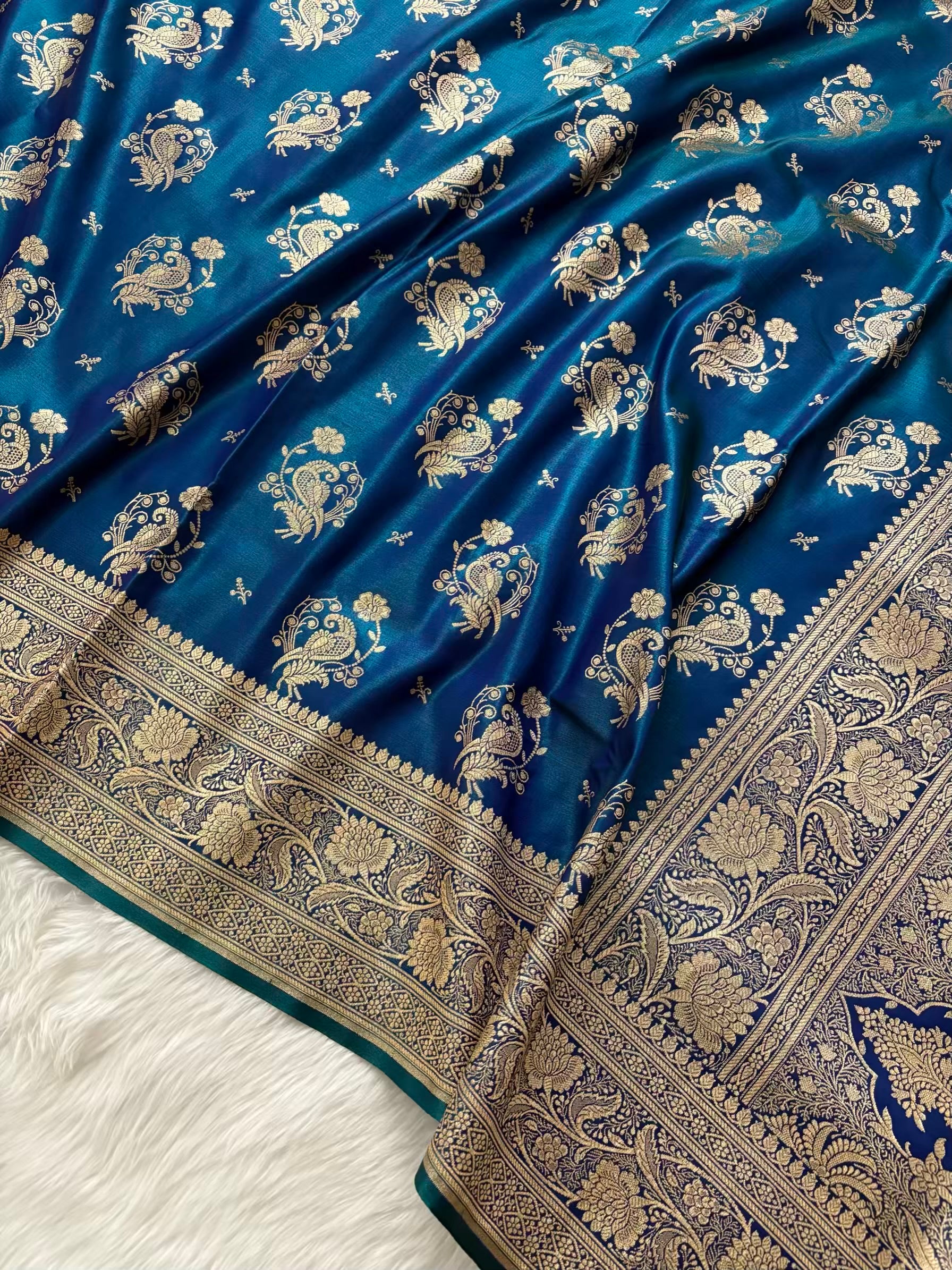 MorPankhi Dhoop Chaa Satin Silk Banarasi Saree