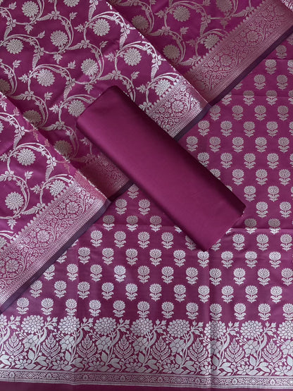 Dark Rani Satin Silk Banarasi Suit