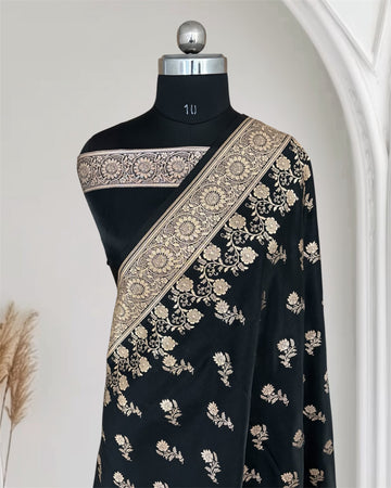 Black Beauty Satin Silk Banarasi Fancy Saree