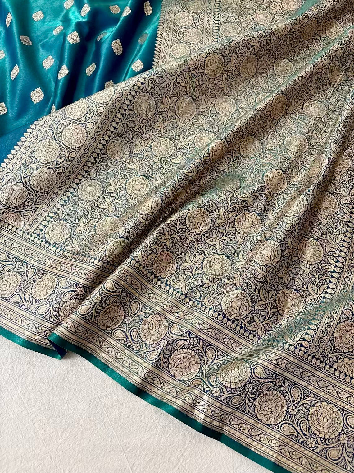 Dhoop Cha Satin Silk Banarasi Saree
