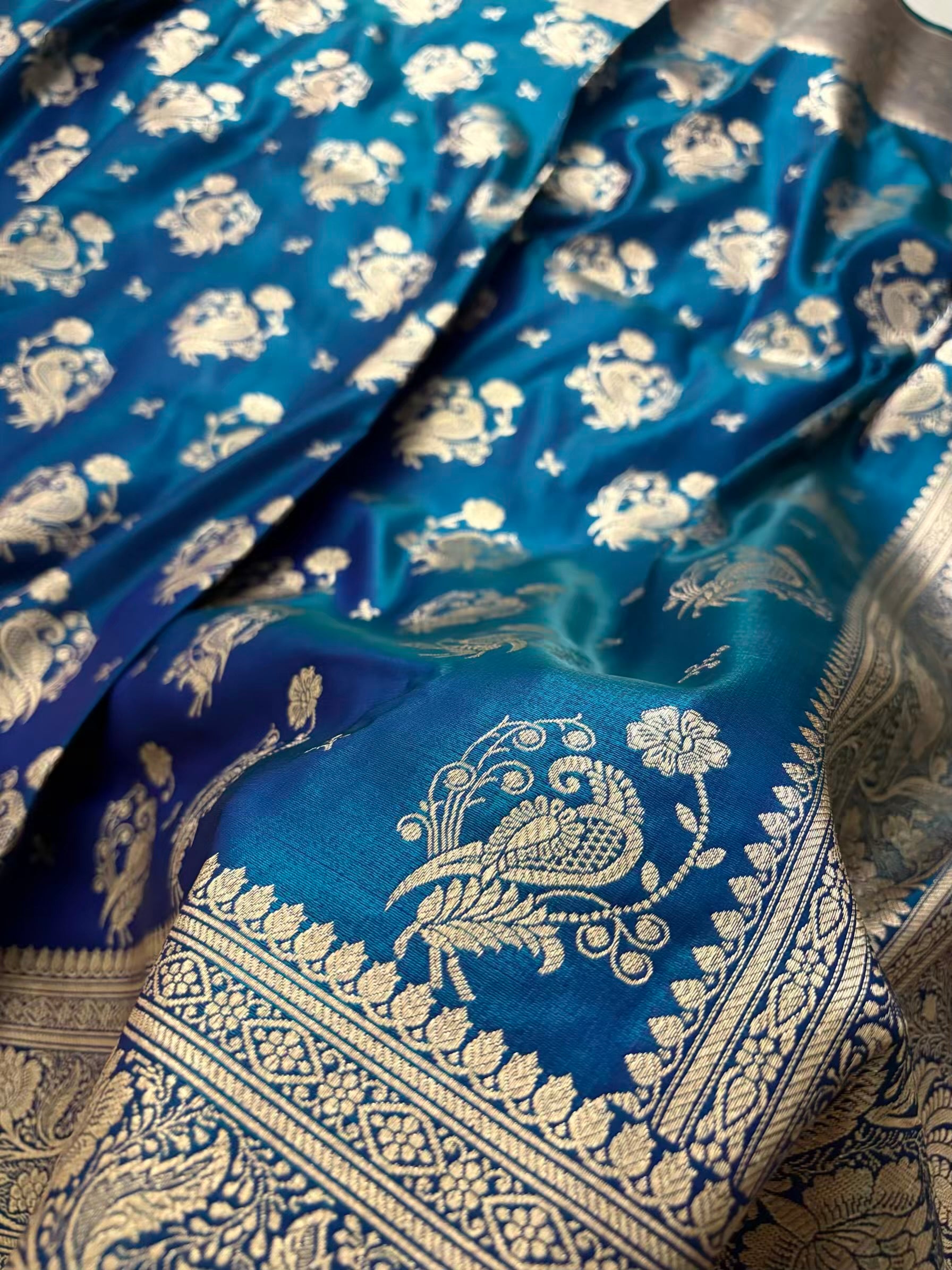 MorPankhi Dhoop Chaa Satin Silk Banarasi Saree