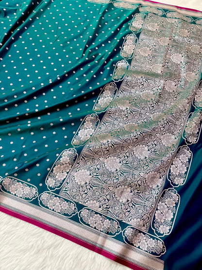 Dhup Cha Soft Kataan Silk Banarasi Saree In Rose Gold Zari