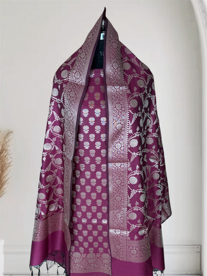 Dark Rani Satin Silk Banarasi Suit