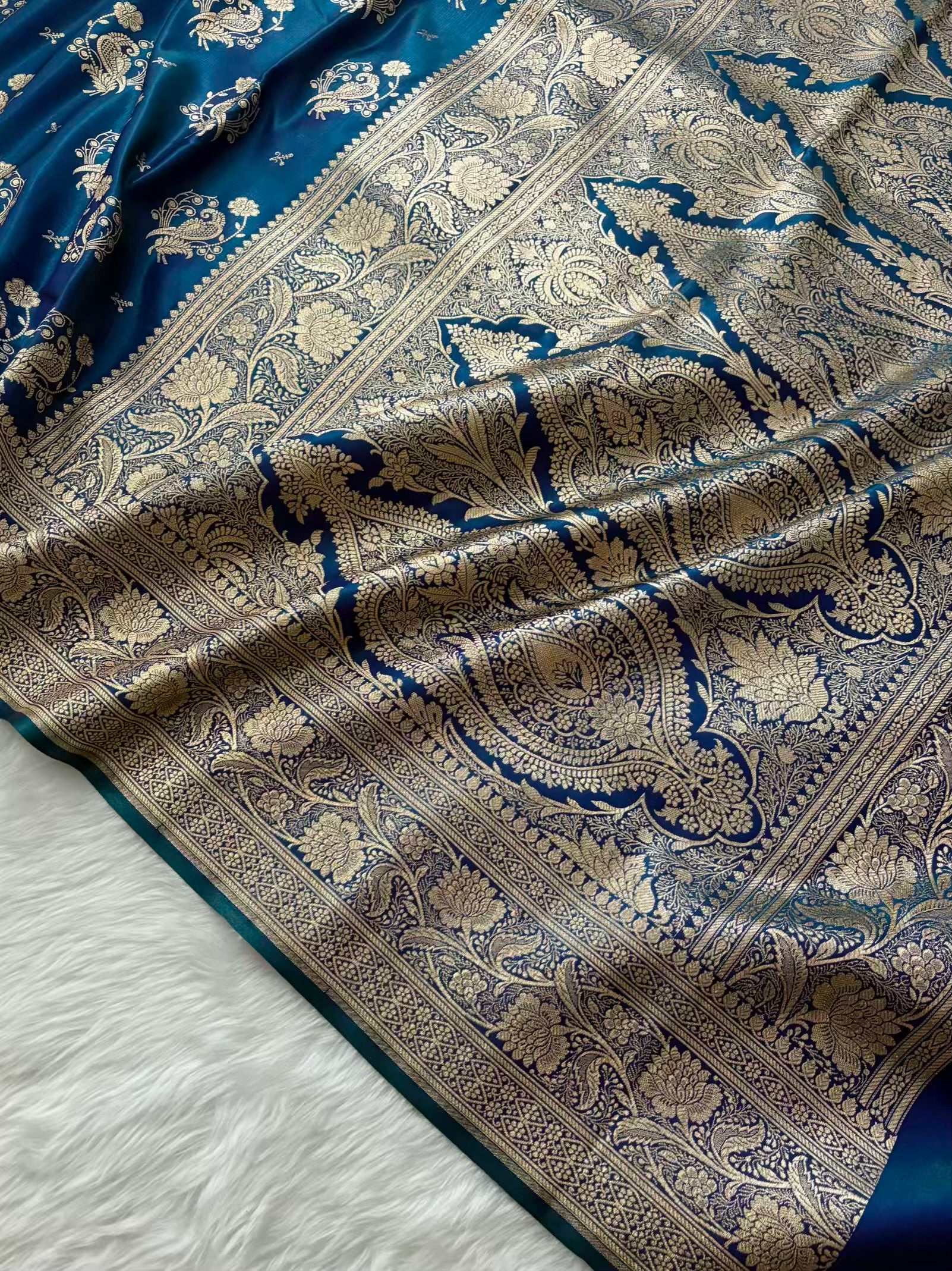 MorPankhi Dhoop Chaa Satin Silk Banarasi Saree