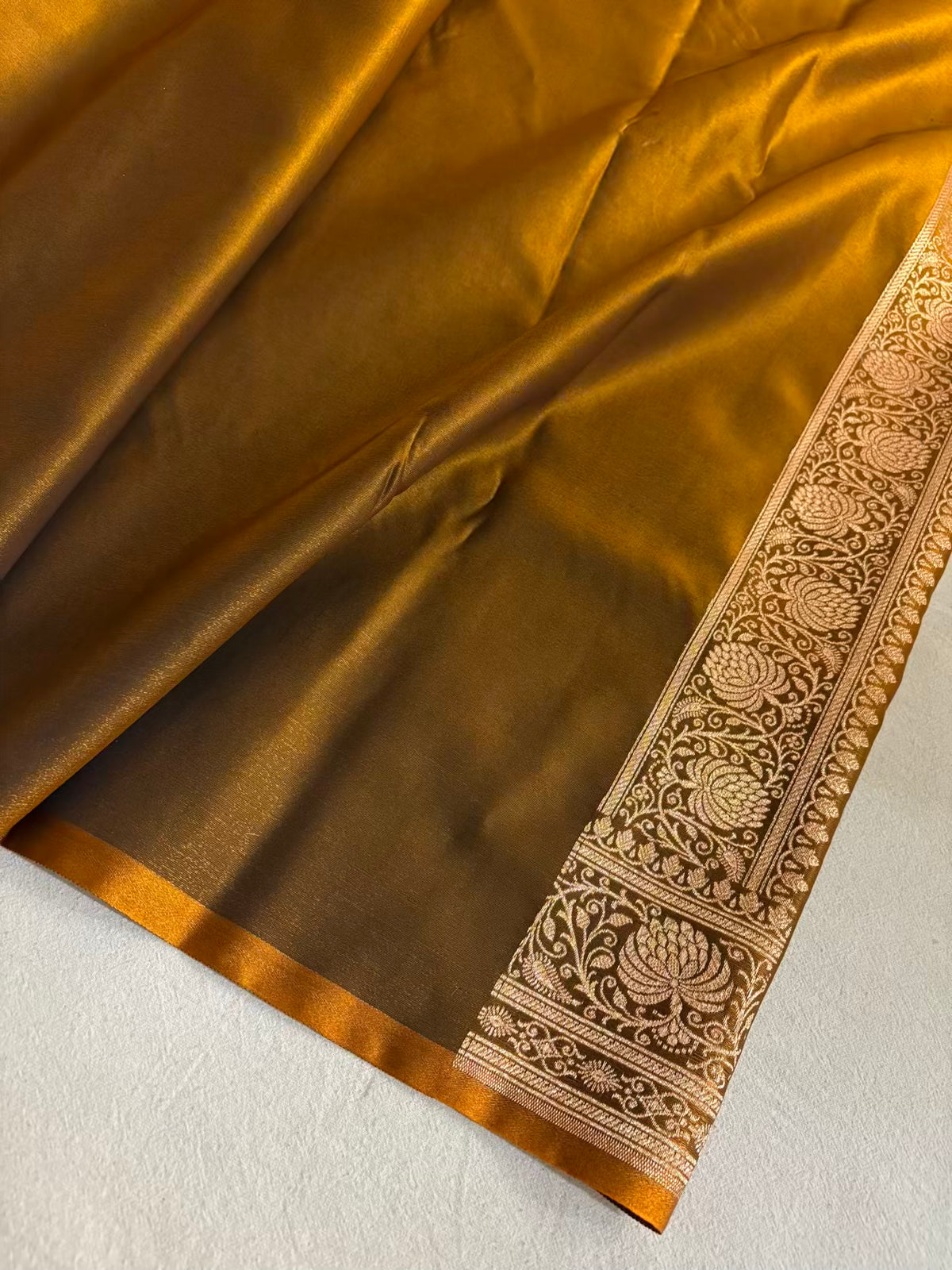 Satin Silk Saree Banarasi Jaal in Mehendi Shades