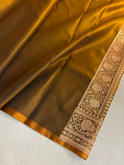 Satin Silk Saree Banarasi Jaal in Mehendi Shades