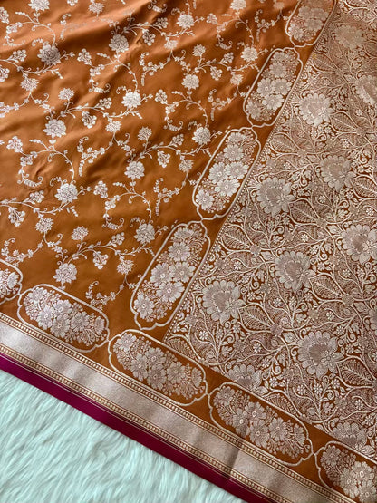Tusser Soft Kataan Silk Banarasi Saree In Jaal Weaving