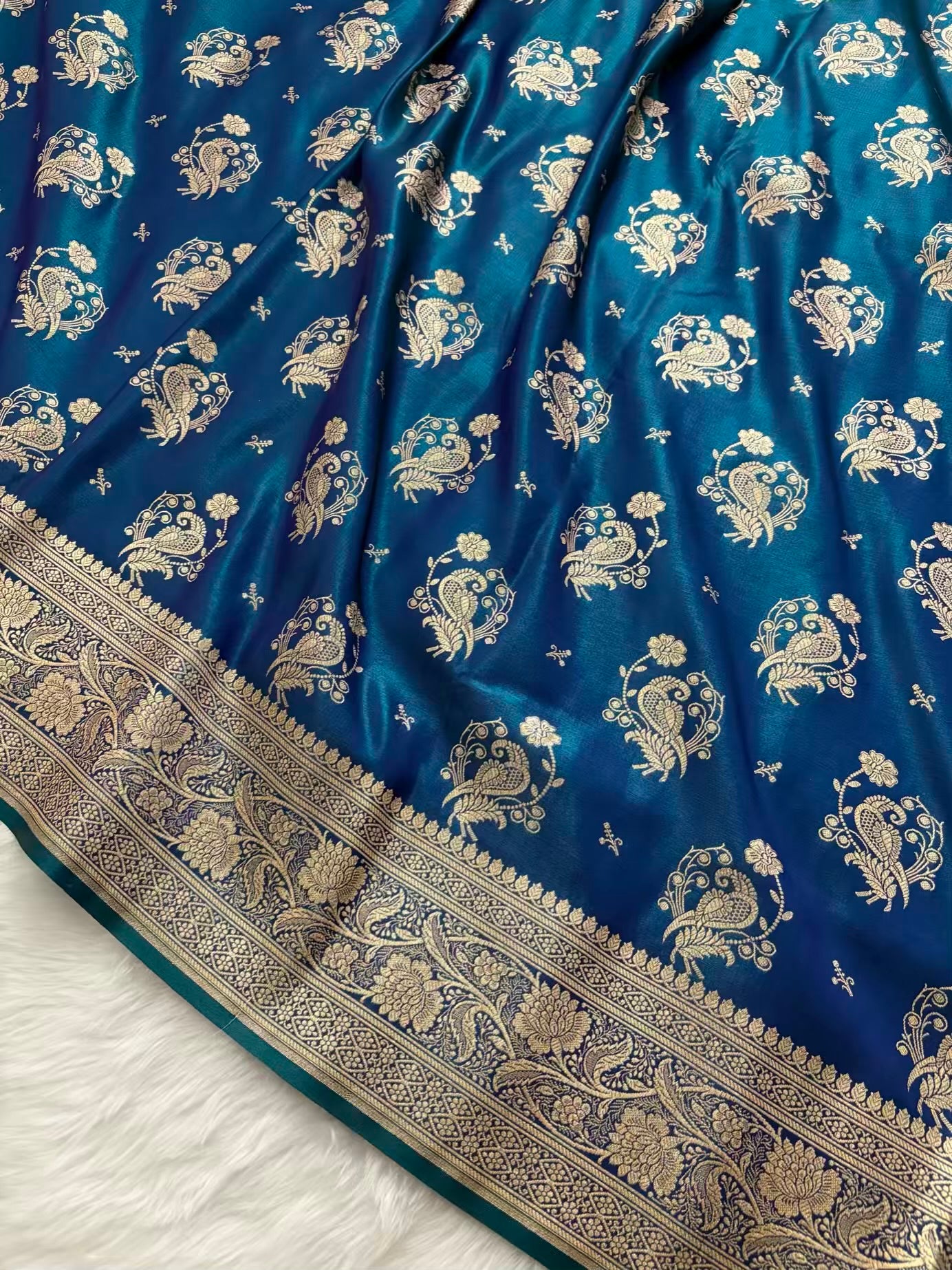 MorPankhi Dhoop Chaa Satin Silk Banarasi Saree