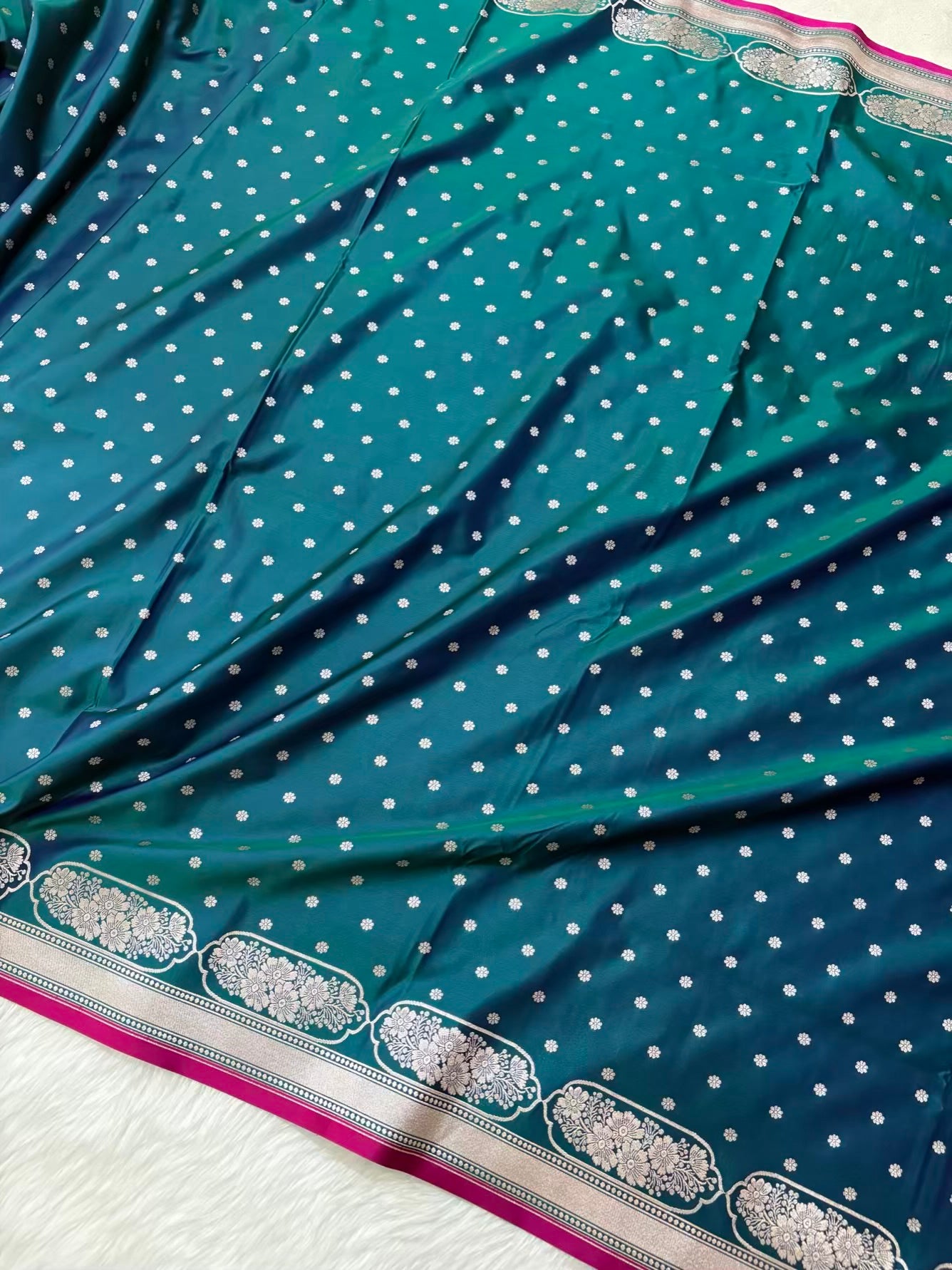 Dhup Cha Soft Kataan Silk Banarasi Saree In Rose Gold Zari