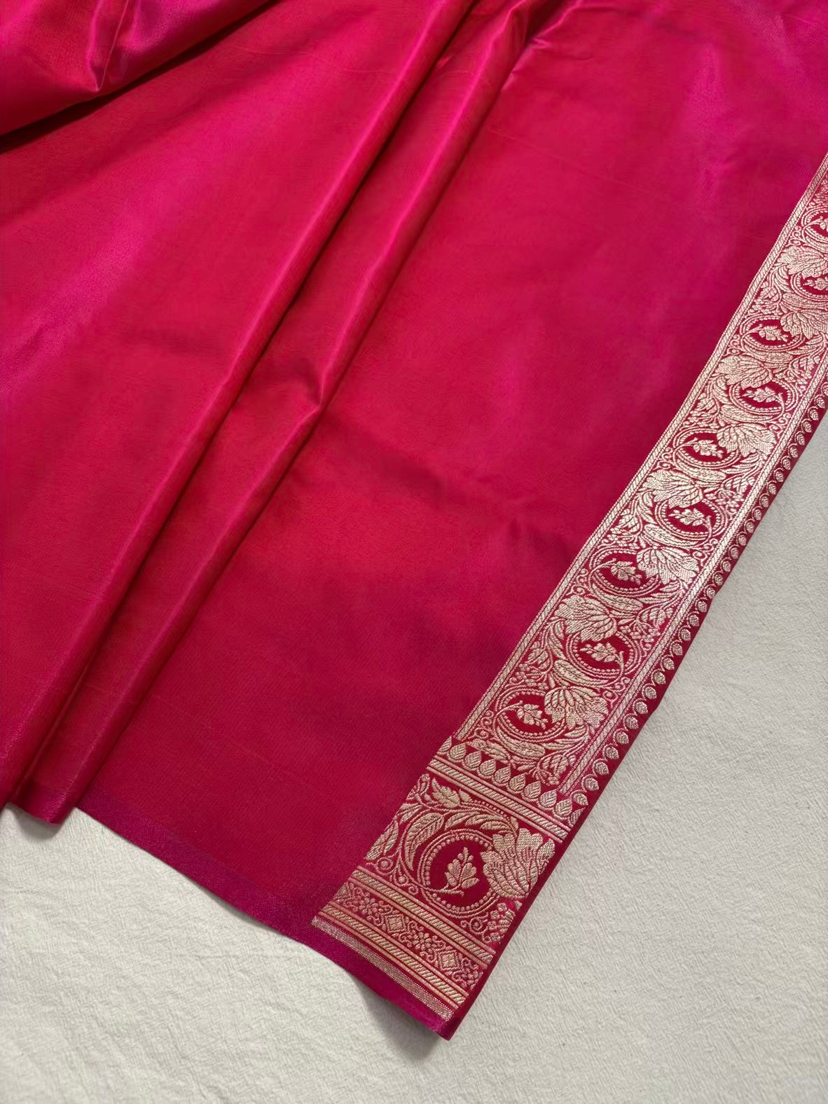Rani Pink Satin Silk Motif Banarasi Saree