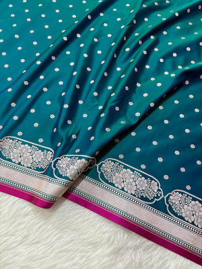 Dhup Cha Soft Kataan Silk Banarasi Saree In Rose Gold Zari