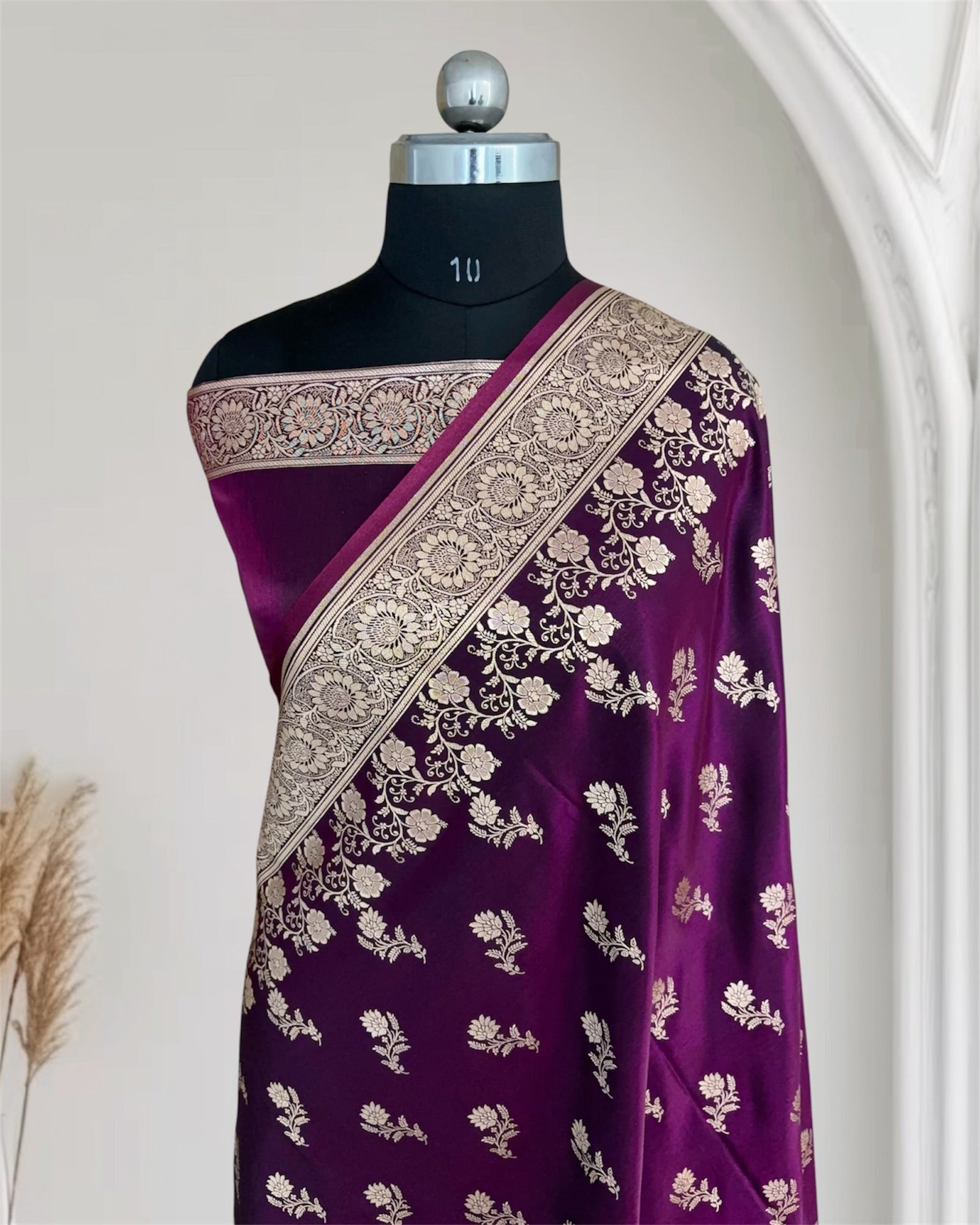 Wine Satin Silk Banarasi Fancy Saree