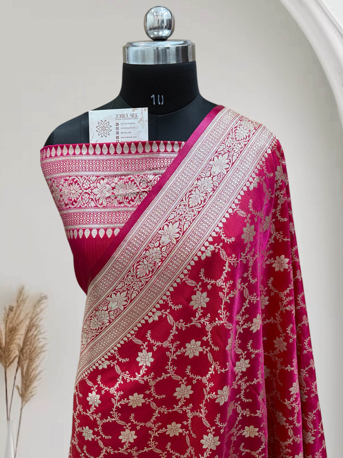 Dual Tone Jaal Pattern Satin Silk Saree - Zohra Silk