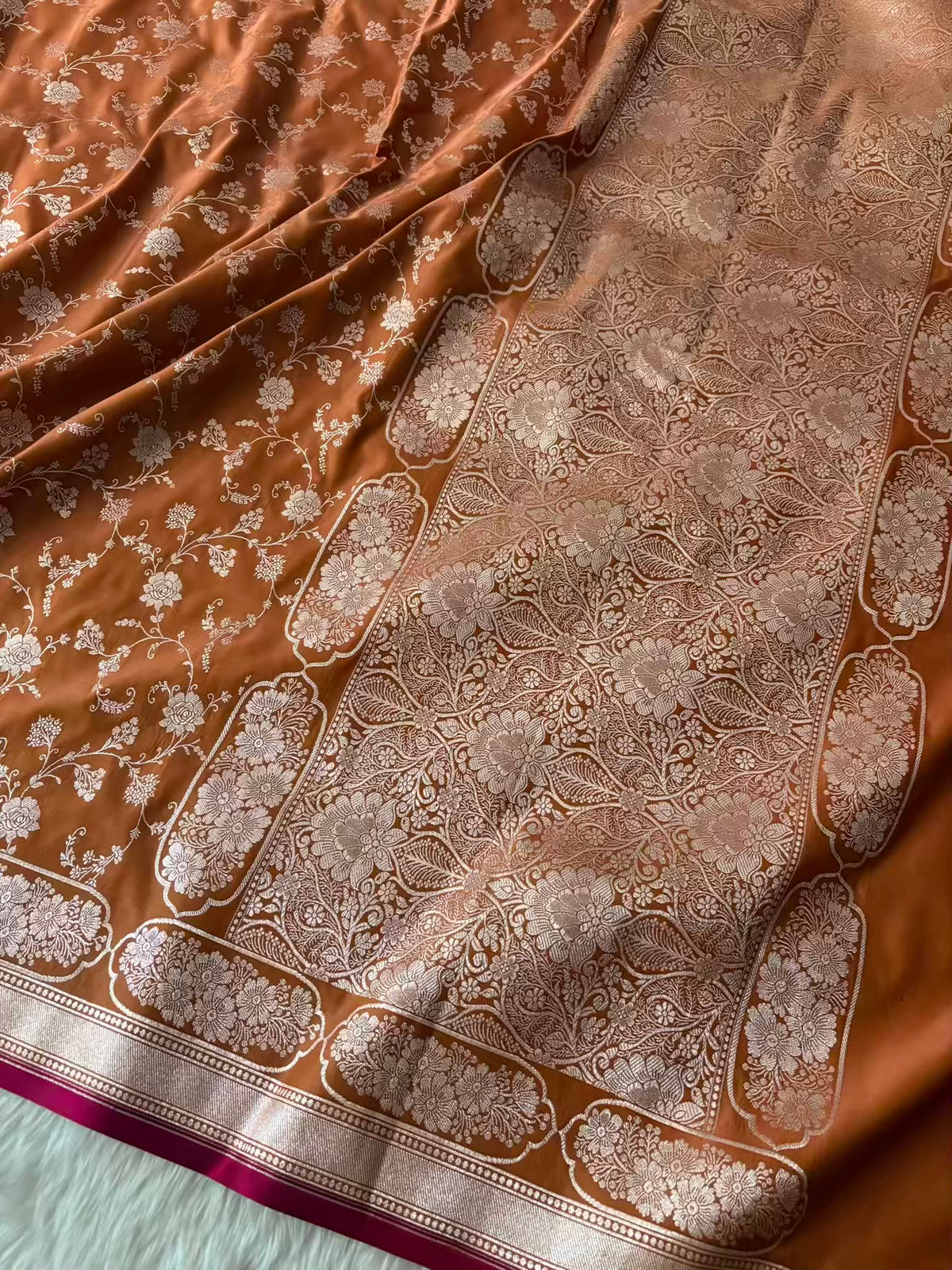 Tusser Soft Kataan Silk Banarasi Saree In Jaal Weaving