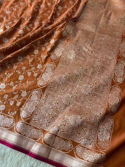 Tusser Soft Kataan Silk Banarasi Saree In Jaal Weaving
