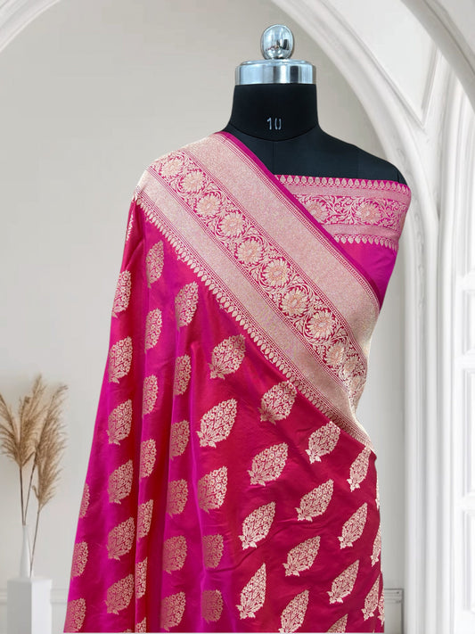 Rani With Red Shaded Dual-Tone Effect Pure Kataan Silk Banarasi Saree - Zohra Silk