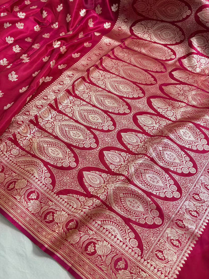Rani Pink Satin Silk Motif Banarasi Saree