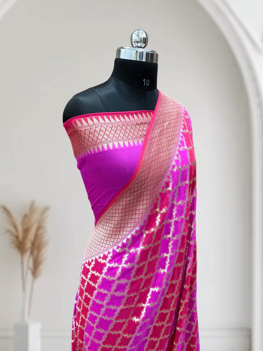 Lovender & Rani Chiffon Pure Silk Banarasi Saree - Zohra Silk