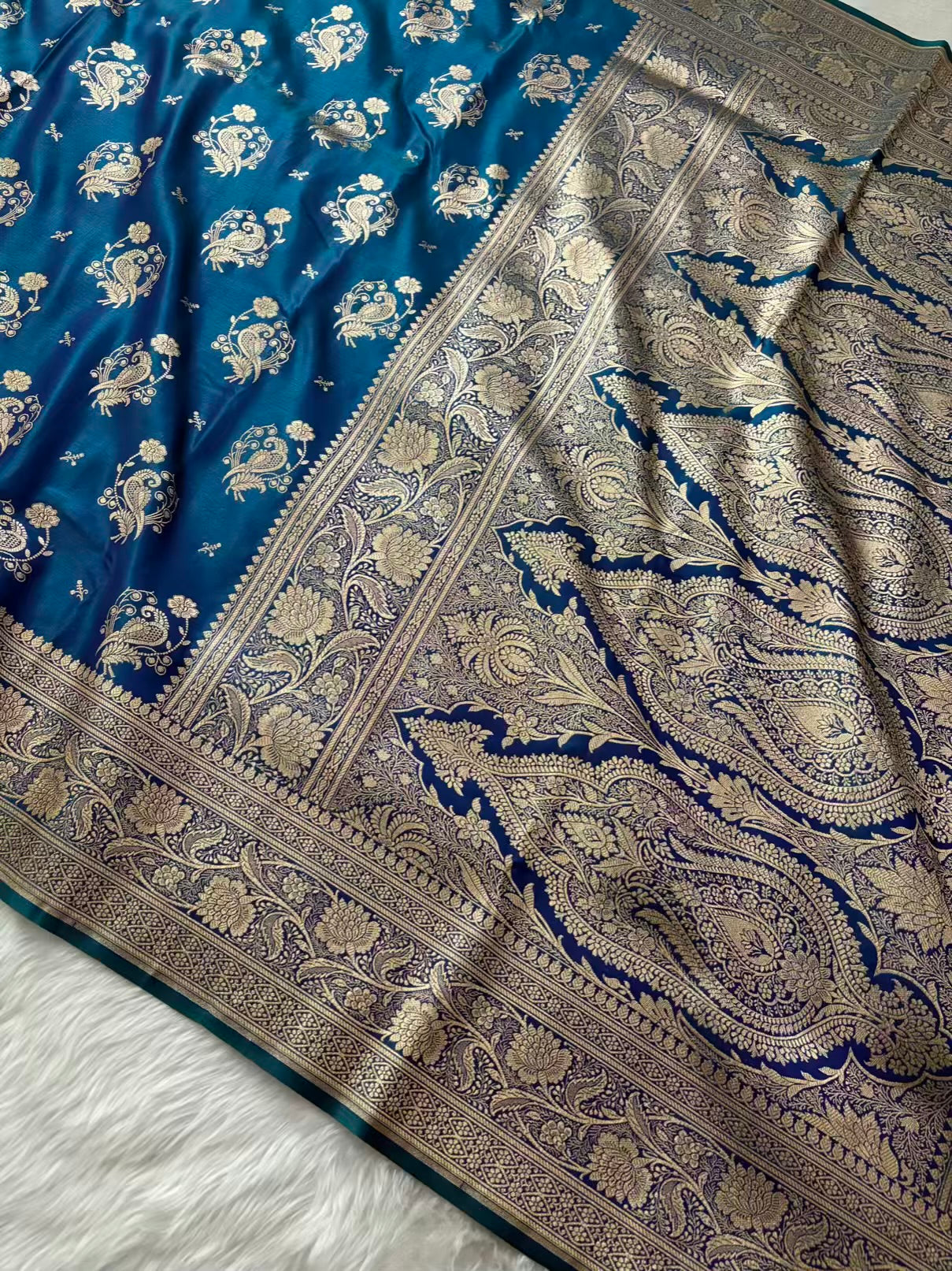 MorPankhi Dhoop Chaa Satin Silk Banarasi Saree
