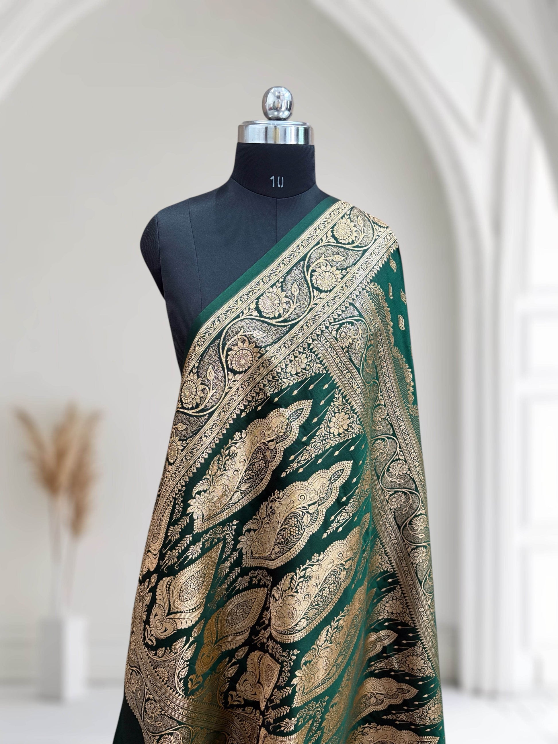 Green Satin Kataan Silk Saree - Zohra Silk