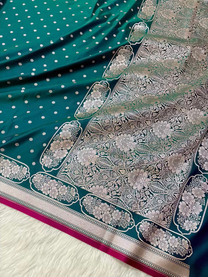 Dhup Cha Soft Kataan Silk Banarasi Saree In Rose Gold Zari