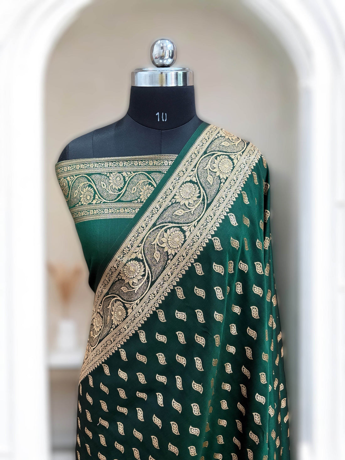 Green Satin Kataan Silk Saree - Zohra Silk