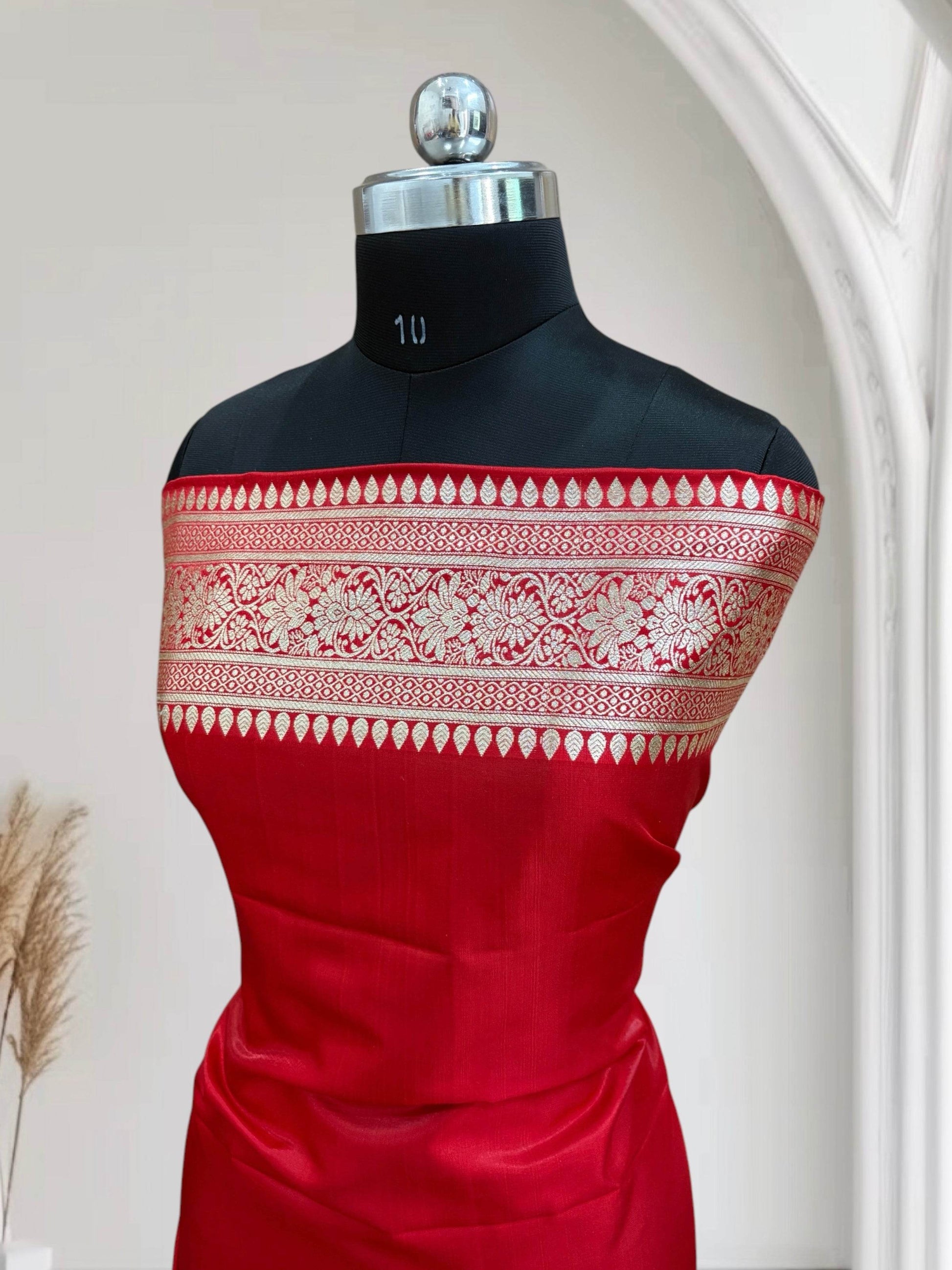 Red Buti Satin Silk Saree - Zohra Silk