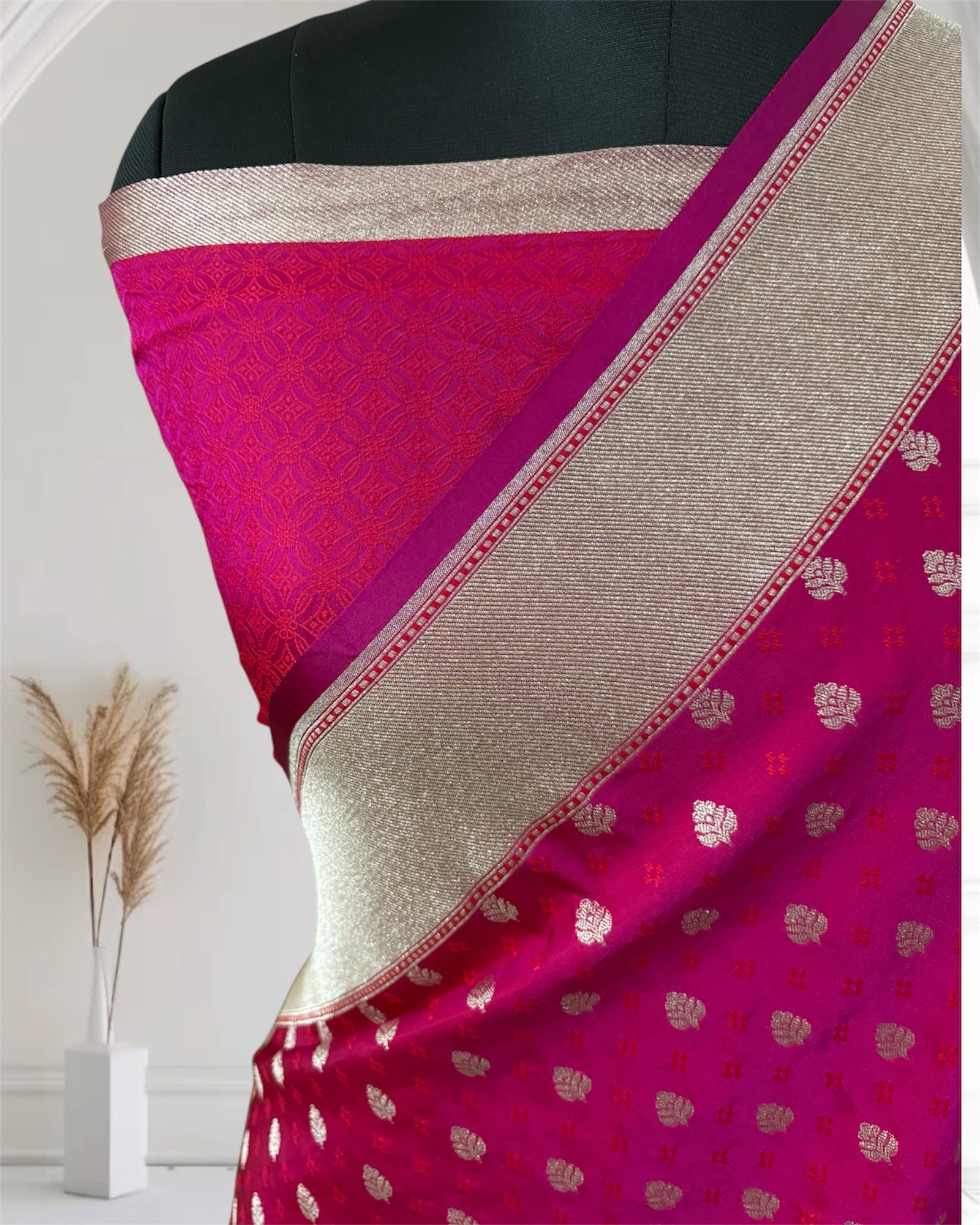 Rani with Rang Kart border Banarasi Saree