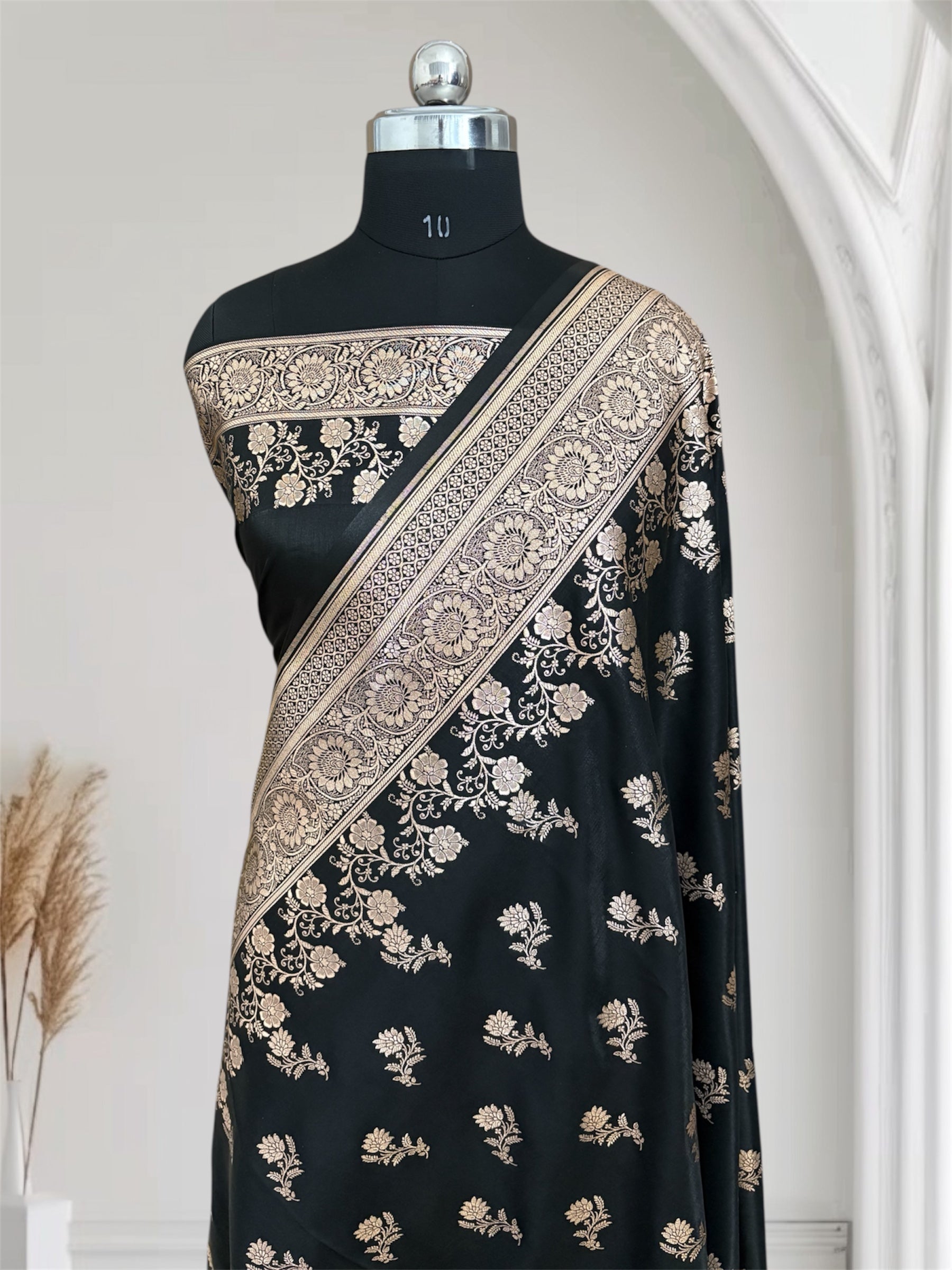 Black Beauty Satin Silk Banarasi Saree