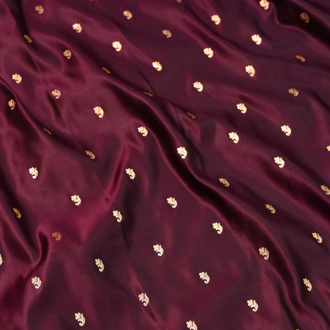 Brown Golden Zari Work Long Kairi Satin Silk Banarasi Saree - Zohra Silk