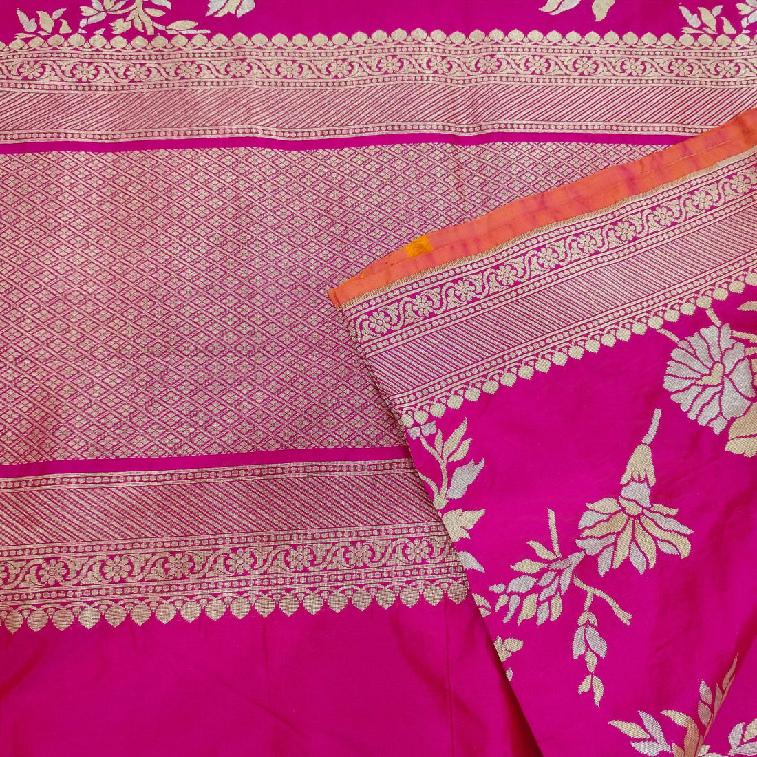 Pink Orange Tone Ganga Jamuna Pure Silk Banarasi Saree - Zohra Silk