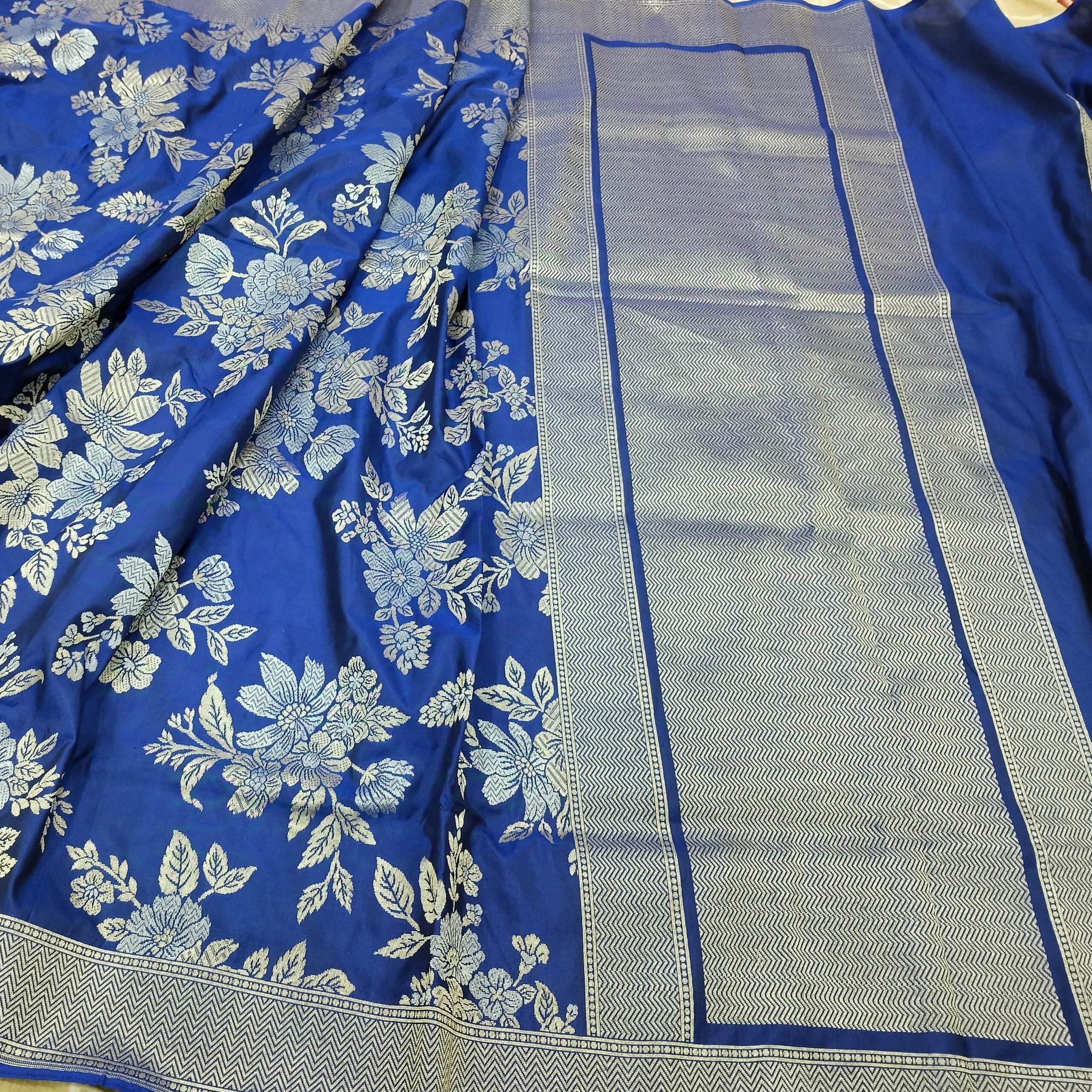 Blue Ganga Jamuna Pure Silk Banarasi Saree - Zohra Silk