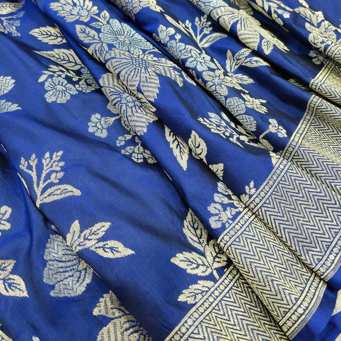 Blue Ganga Jamuna Pure Silk Banarasi Saree - Zohra Silk