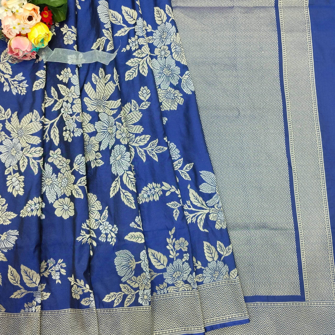Blue Ganga Jamuna Pure Silk Banarasi Saree - Zohra Silk