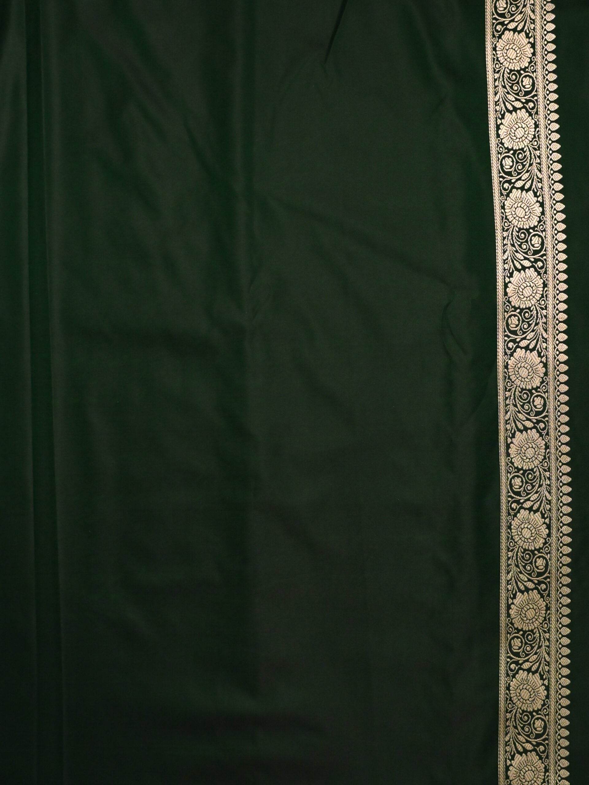 Mughal Green Premium Zari Work Fancy Satin Silk Banarasi Saare - Zohra Silk