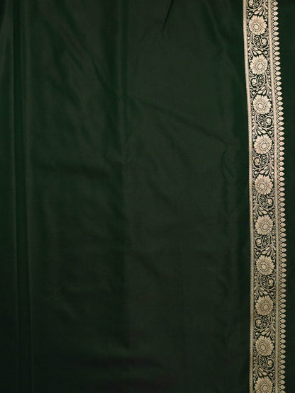 Mughal Green Premium Zari Work Fancy Satin Silk Banarasi Saare - Zohra Silk